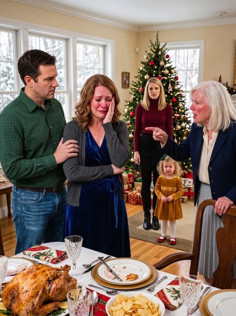 Mijn schoonmoeder sloeg me tijdens het kerstdiner