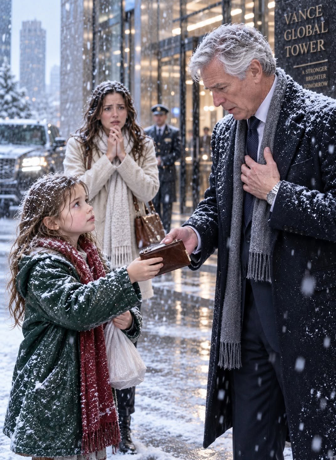 A little girl stood beneath the brutal Texas rain outside my skyscraper for nearly two hours, clutching my lost wallet to her chest and refusing to hand it to anyone but me.