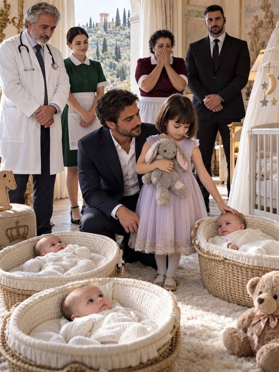 «Perché non smettono?» urlai ai medici, mentre i miei tre figli piangevano da due ore. Undici persone nella villa sul Lago di Como li osservavano senza capire, e il neurologo che avevo pagato 9.000 euro non trovava nulla nella loro cartella clinica. Poi la figlia di quattro anni della governante entrò nella stanza con un vecchio pupazzo di pezza e vide ciò che nessun adulto aveva notato.