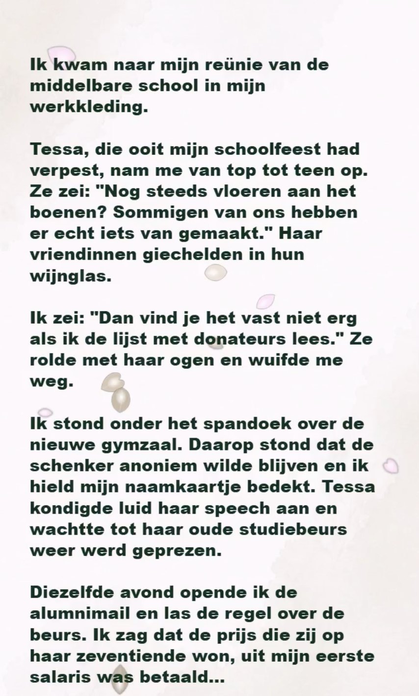 Het geluid van mijn zware werkschoenen weerklonk hol en dof op de glimmende marmeren vloer van de centrale hal. Om me heen hing de geur van vers gestucte muren, metaalstof en een vleugje industriële olie – de geur van een lange, vermoeiende werkdag in de bouw en renovatie
