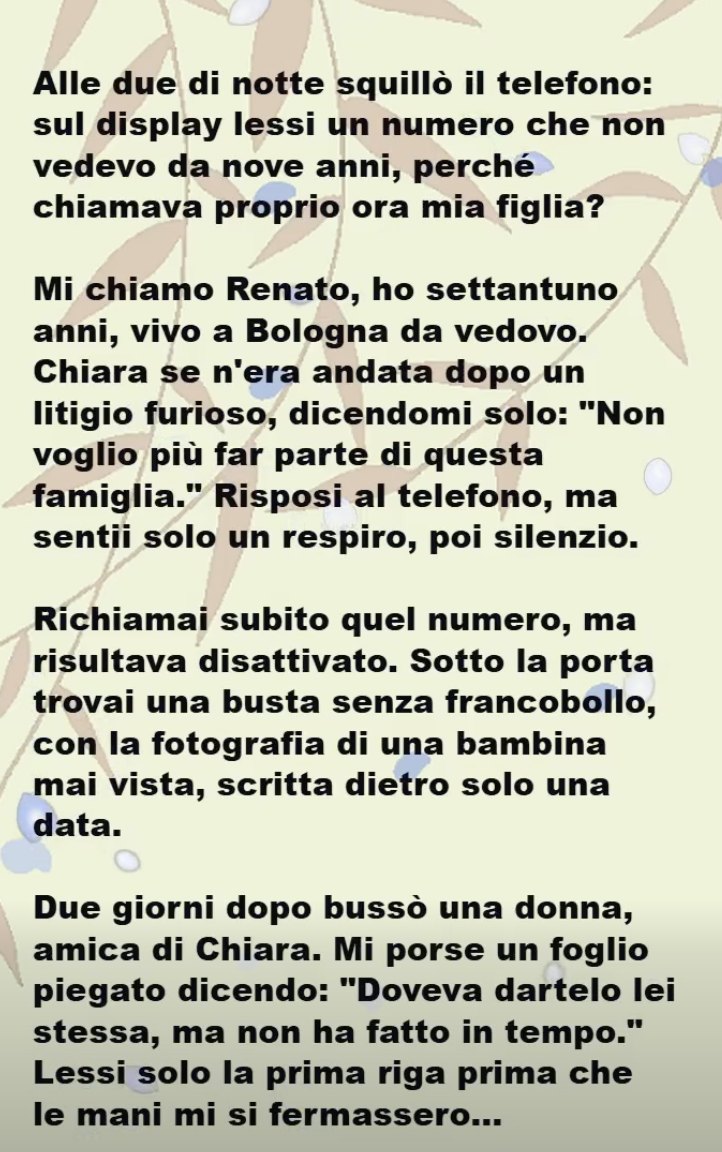 Alle due di notte squillò il telefono