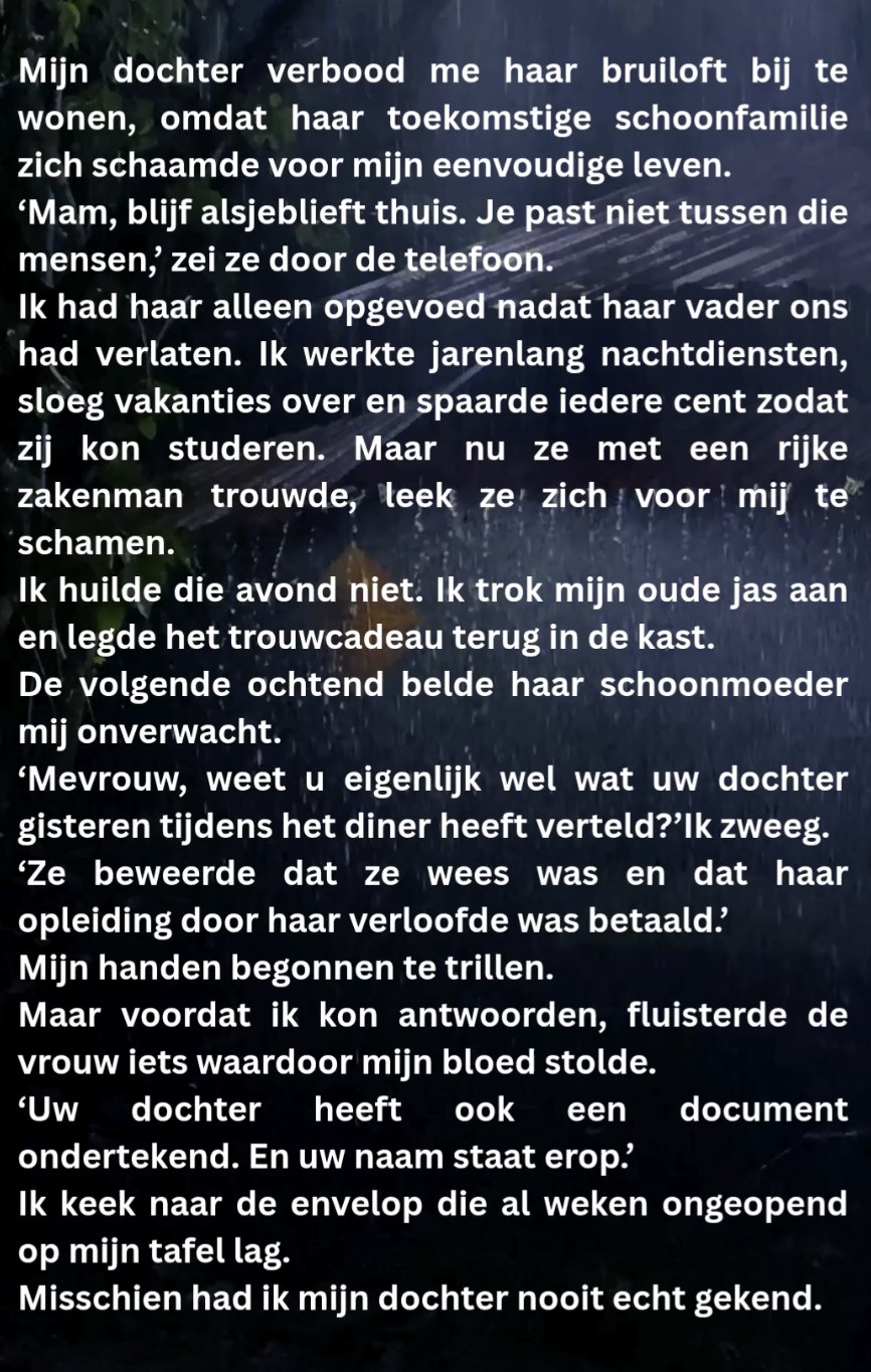 Mijn dochter verbood me haar bruiloft bij te wonen