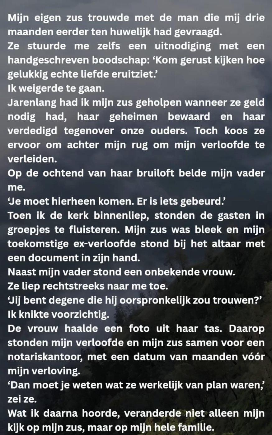 Mijn zus nam mijn verloofde af, maar op haar bruiloft gebeurde iets onverwachts